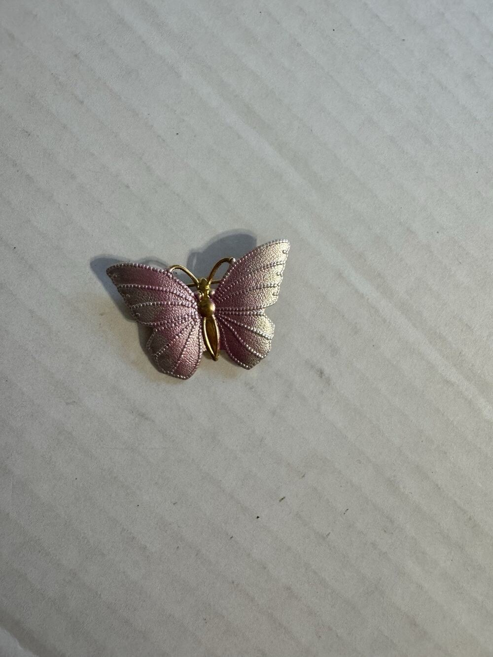 Vintage Pink Gold Tone Small Dainty Butterfly Pin Brooch Estate Fairycore